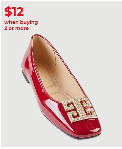 Shop Rhinestone Greek Key Pendant Faux Leather Flats