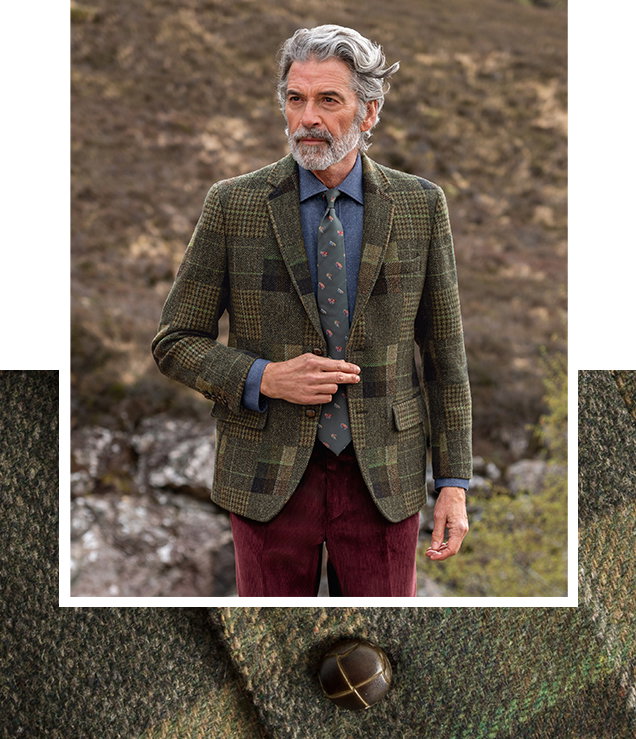 Men's Patchwork Tweed Blazer