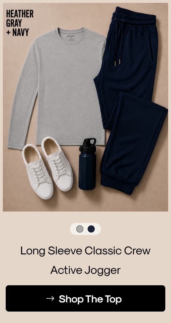 heather grey long sleeve and active jogger