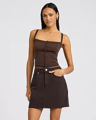 High Waisted Chocolate Brown Mini Skirt