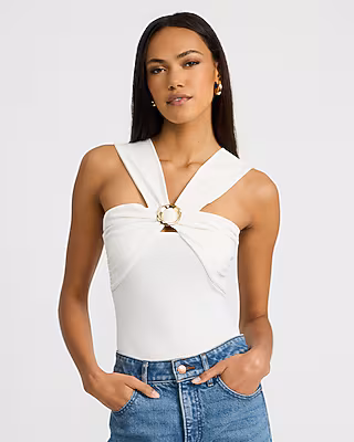 Halter Hardware Cutout Sleeveless Bodysuit
