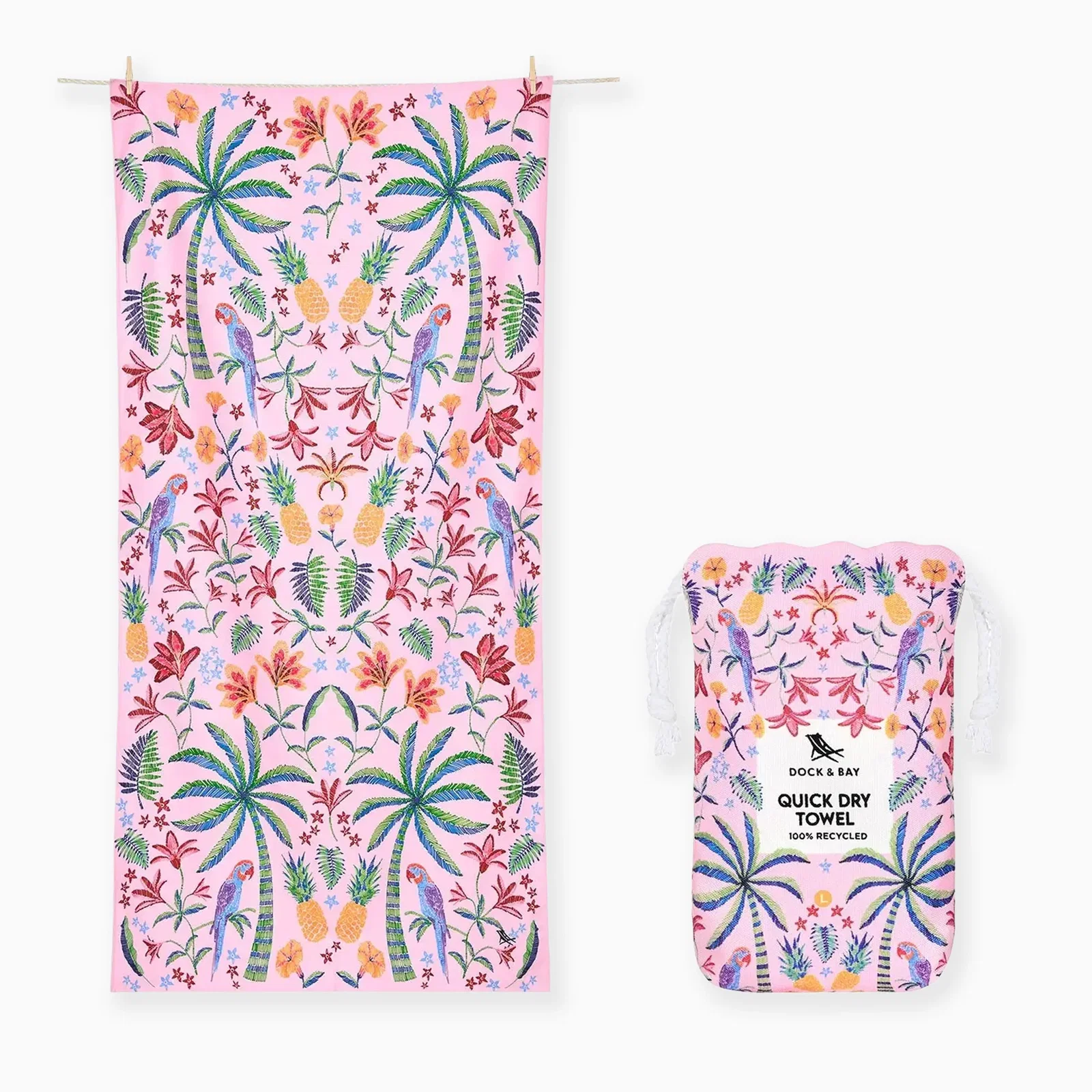 Image of TOWLB-DES-LG-PNKPARA - Paradise Quick Dry Towel