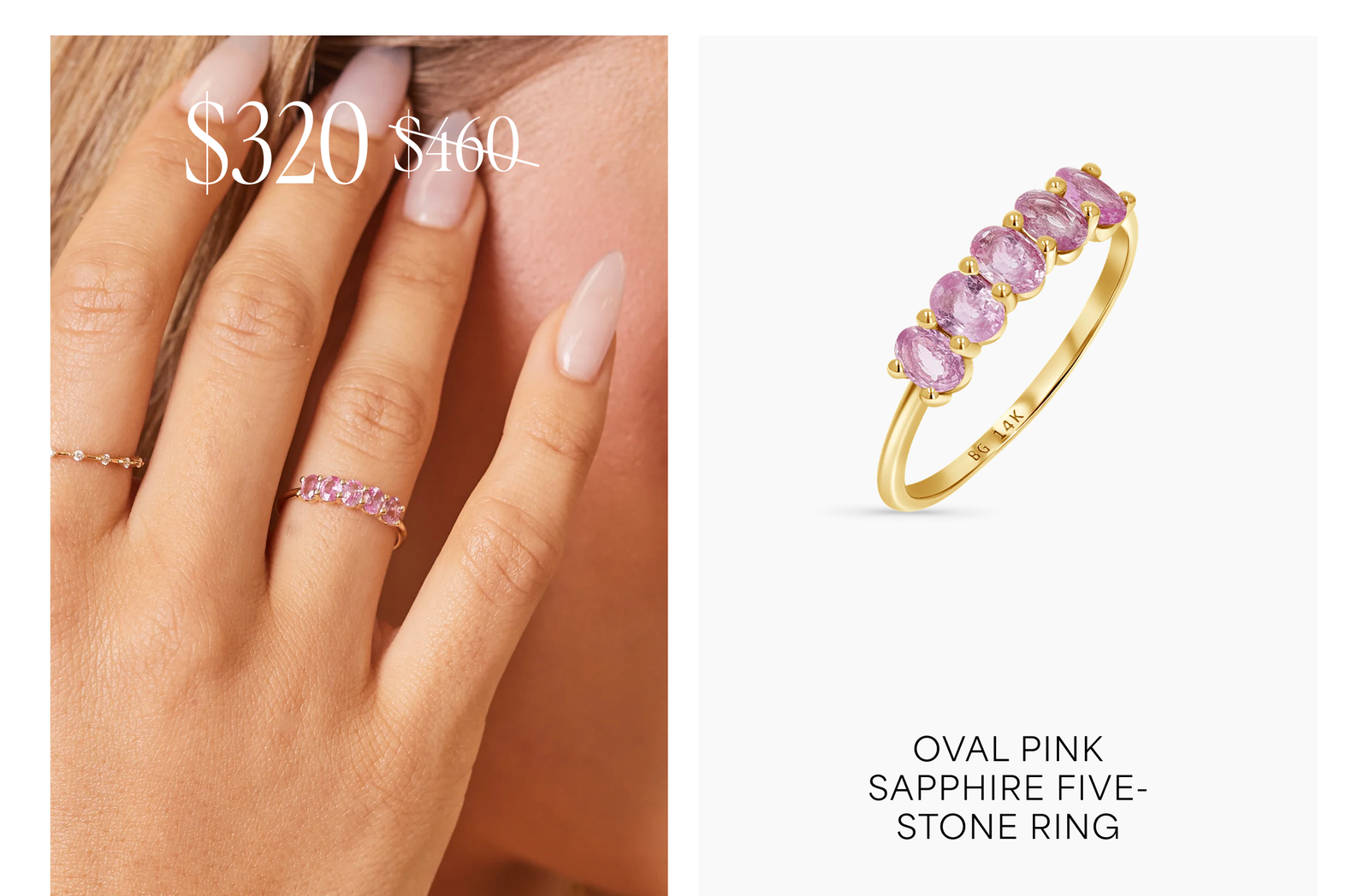 Oval Pink Sapphire Five-Stone Ring