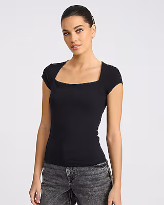 Body Contour Light Compression Cap Sleeve Tee in Stretch Cotton