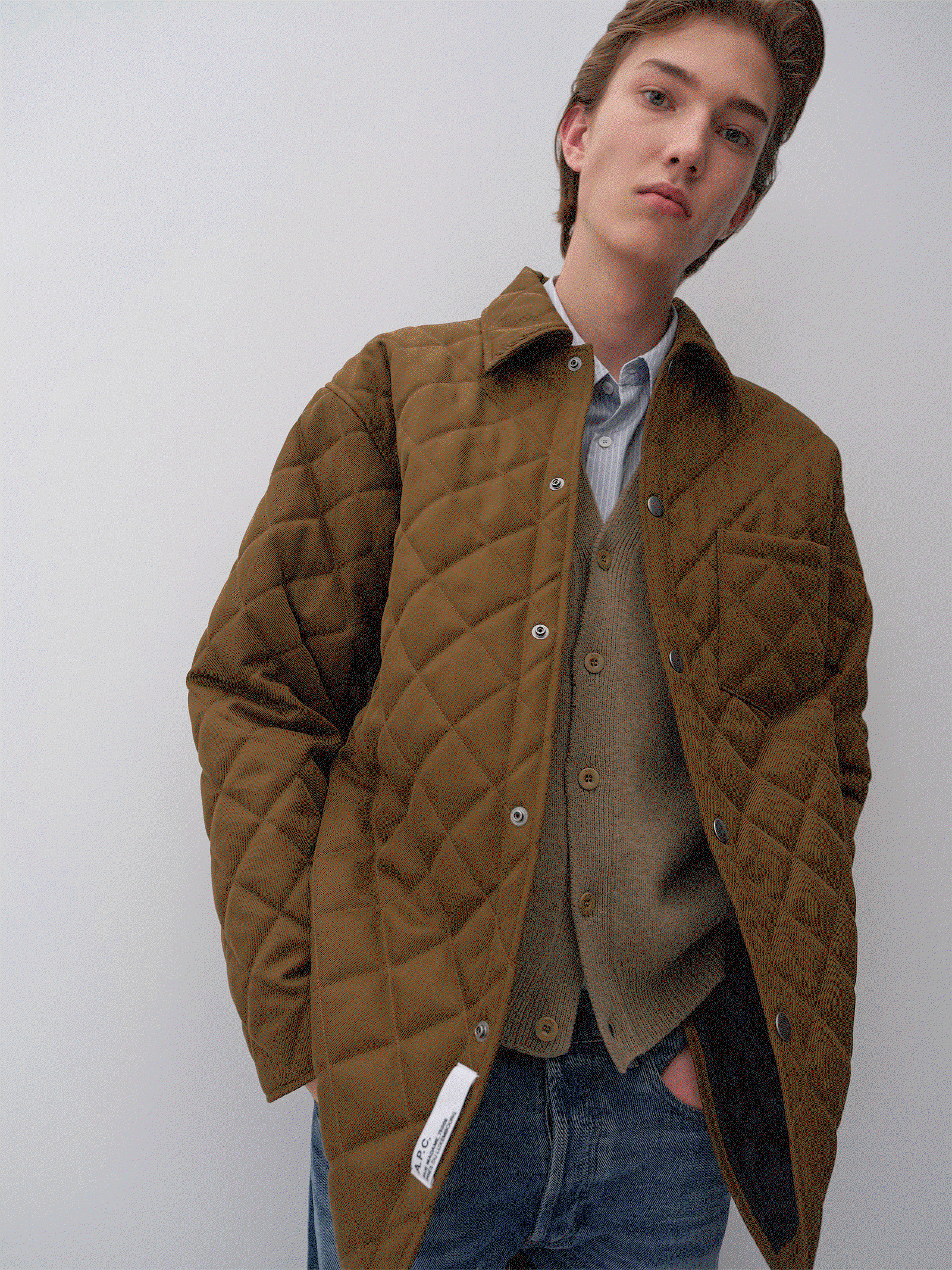 A.P.C. Prefall collection outfit on model