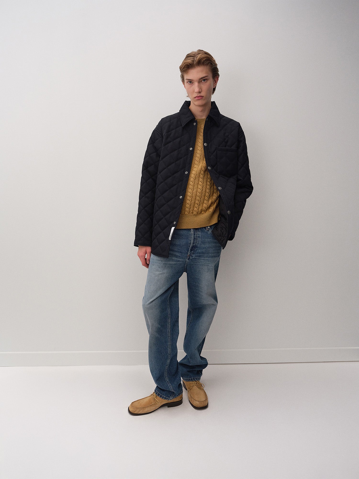 A.P.C. model in Fall 26 outfit