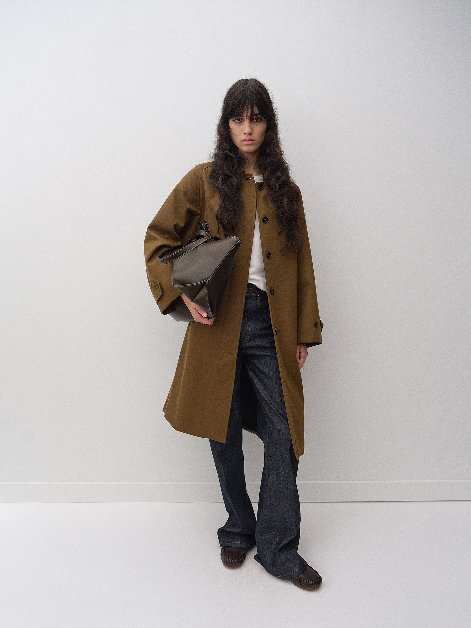 A.P.C. model in Fall 26 outfit