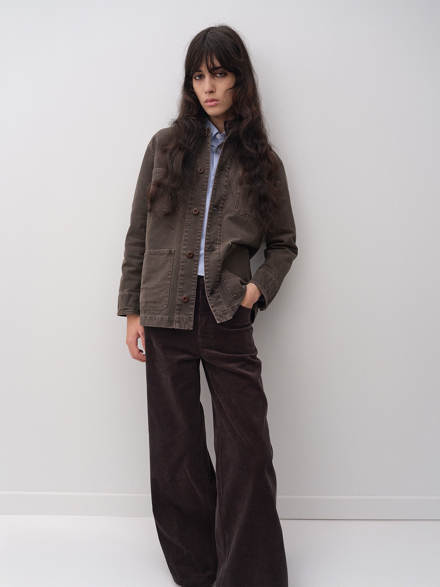 A.P.C. model in Fall 26 outfit
