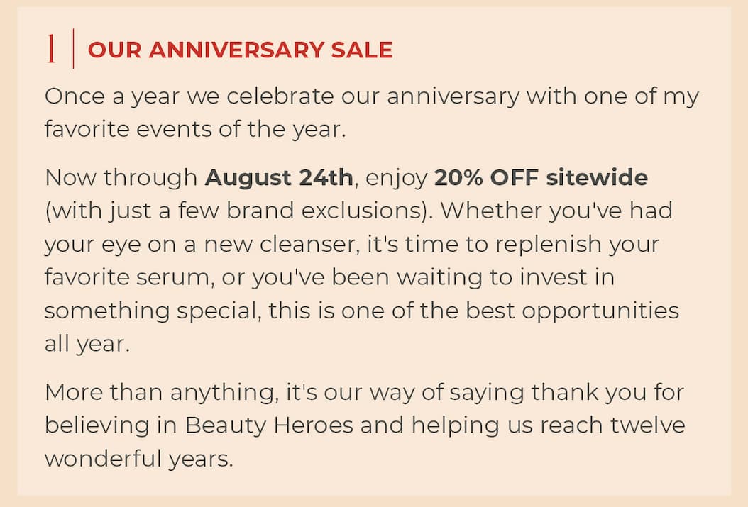 1 | Our Anniversary Sale