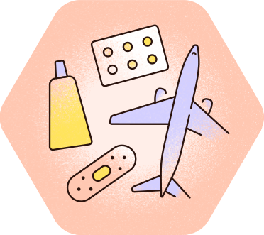 Symbol für Reiseapotheke und Gesundheitsvorsorge auf Reisen.