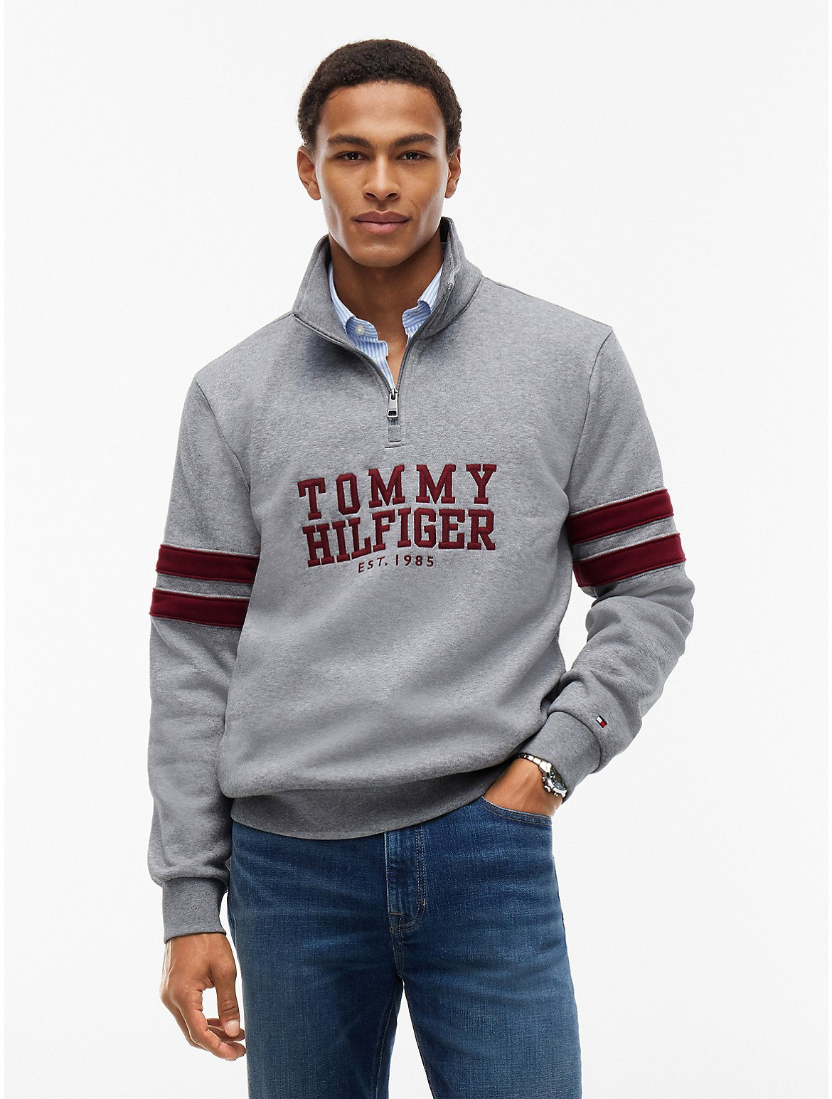 Image of Varsity Stripe Quarter-Zip Sweatshirt
