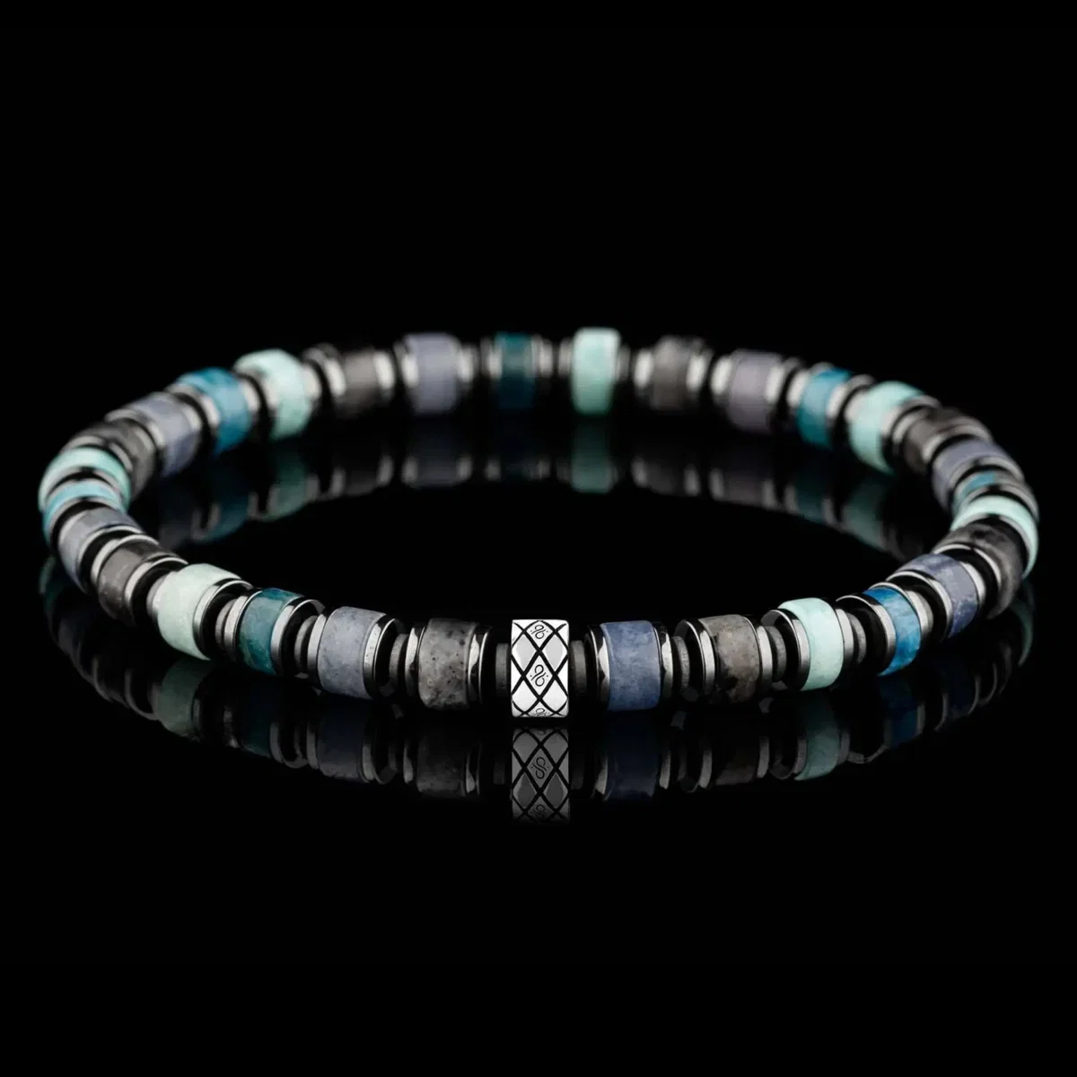 Fusion Gems Bracelet, 6mm, amazonite, aventurine, kyanite and labradorite in one line