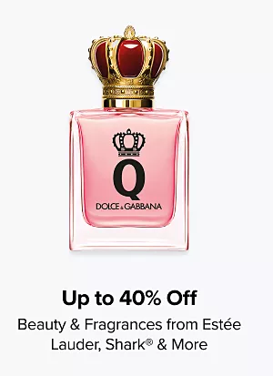 Up to 40% off beauty and fragrances from Estée Lauder, Shark and more. A perfume bottle.