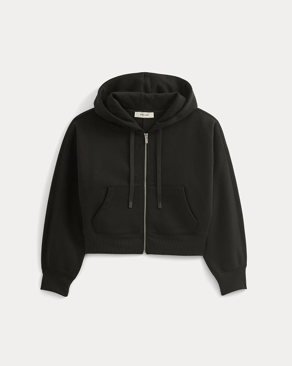 Image | Luxe Fleece Full-Zip Cropped Hoodie | Black