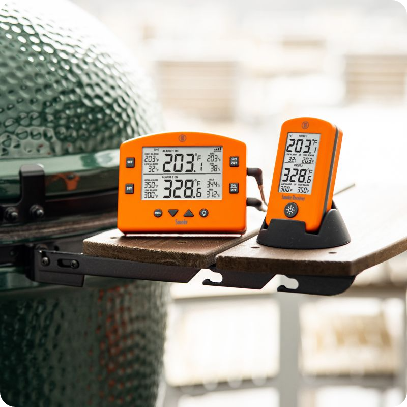 Smoke and Receiver Sitting Next to Ceramic Smoker