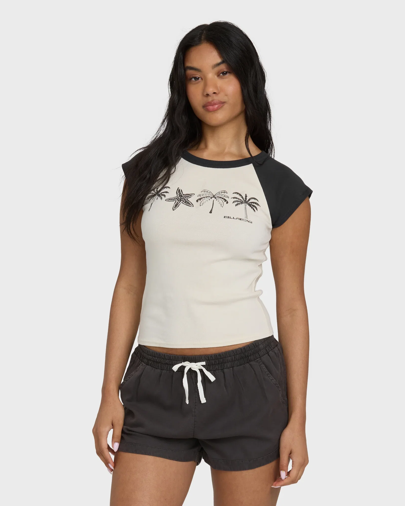 Image of Des Tropic Short Sleeve Raglan Top - White Cap
