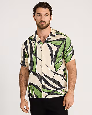 Abstract Floral Palm Short Sleeve Resort Shirt