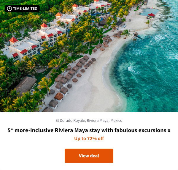 5* more-inclusive Riviera Maya stay with fabulous excursions x