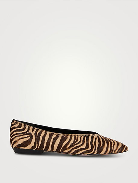 Bancroft Calf Hair Flats In Zebra Print