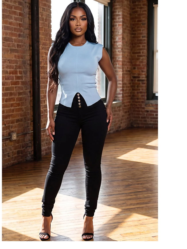 Blue Butt Lift Skinnies Set