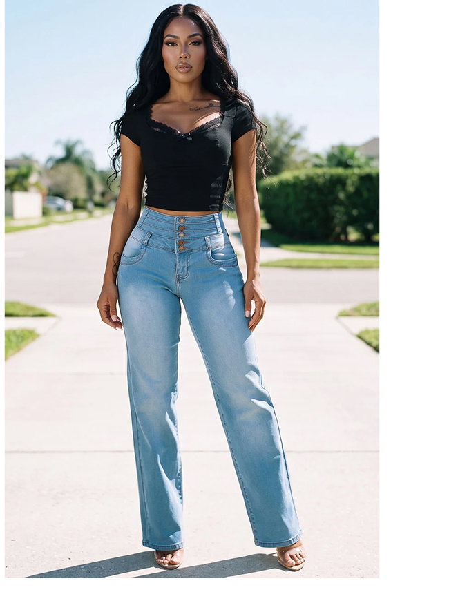 Black Levantacola Wide Denim Look