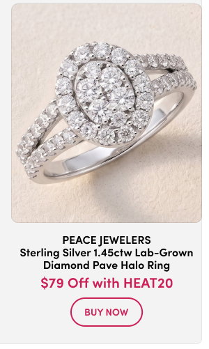Peace Jewelers Sterling Silver 1.45ctw Lab-Grown Diamond Pave Halo Ring $79 Off with HEAT20