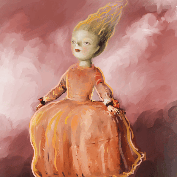 Painting of girl in dress