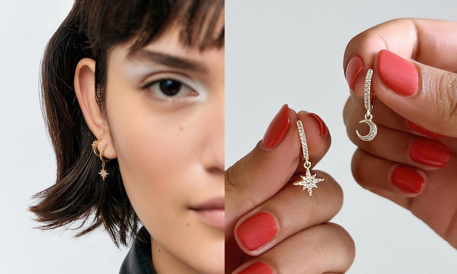 Celeste Crescent Moon Huggie Hoops