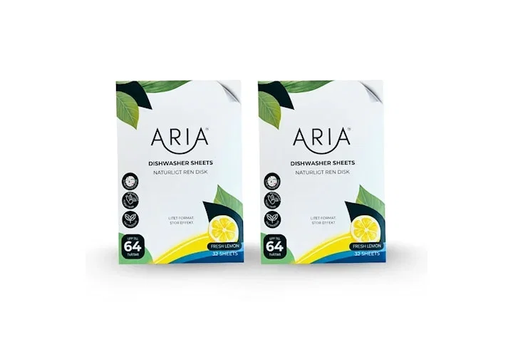 Aria Dishwasher Sheets miljövänligt diskmedel 2-pack