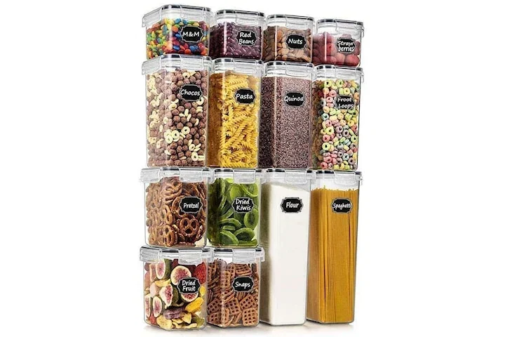 14-pack Mat Förvaringsburkar - Lufttäta Burkar med Lock - Kit