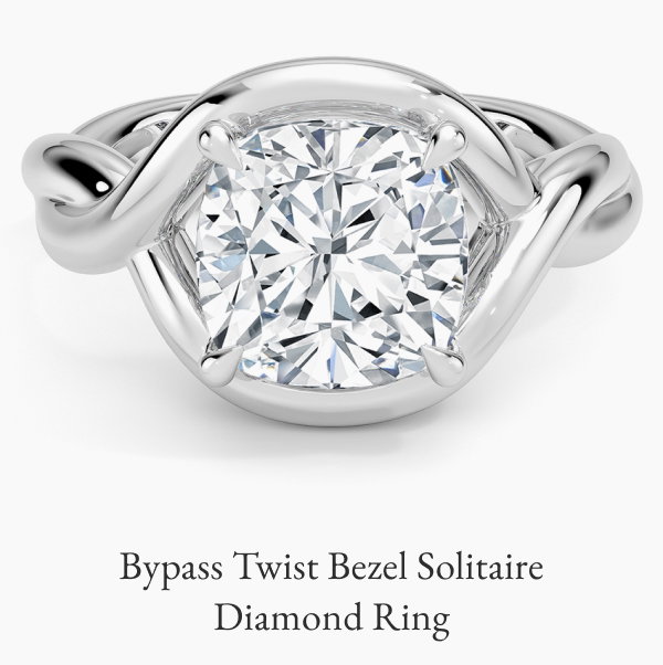 Bypass Twist Bezel Solitaire Diamond Ring