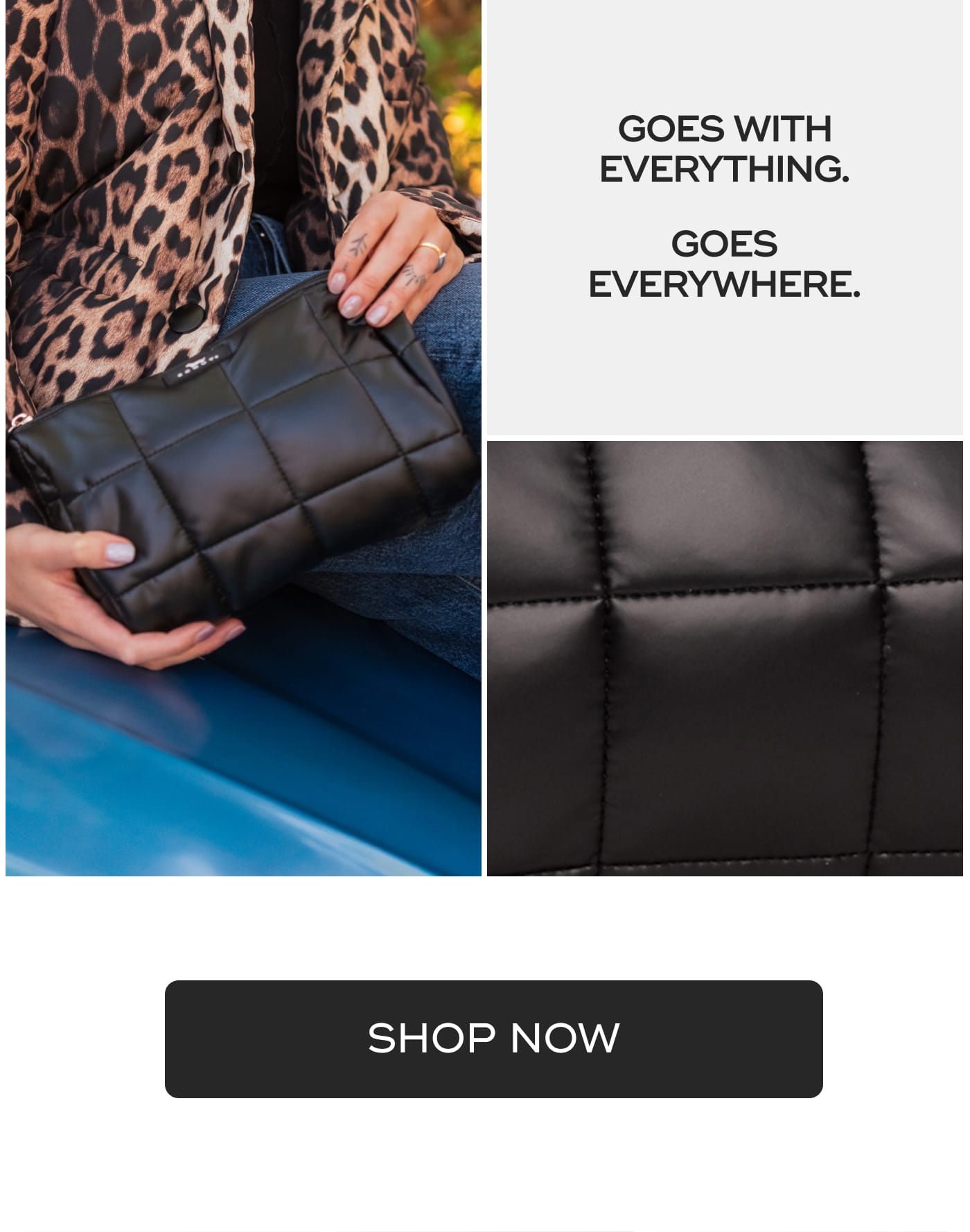 GOES WITH EVERYTHING. GOES EVERYWHERE. SHOP NOW