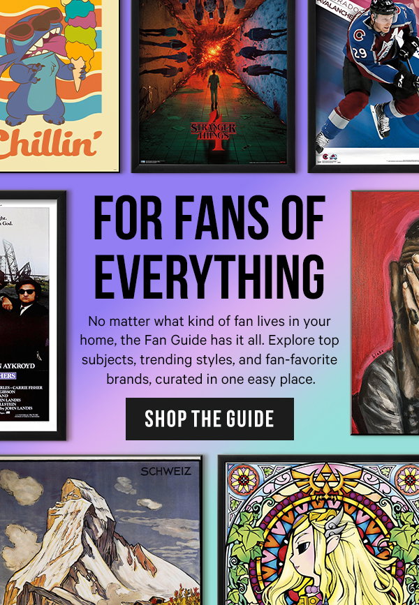 For Fans of Everything: No matter what kind of fan lives in your home, the Fan Guide has it all. Explore top subjects, trending styles, and fan-favorite brands, curated in one easy place.