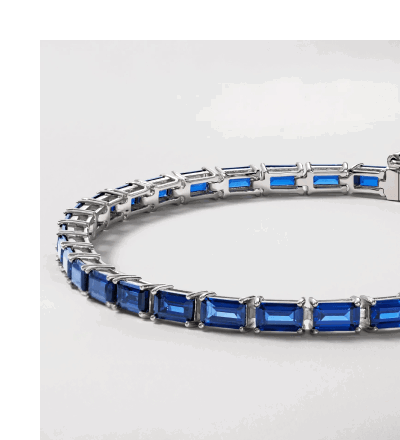 Blue gemstone tennis bracelet.