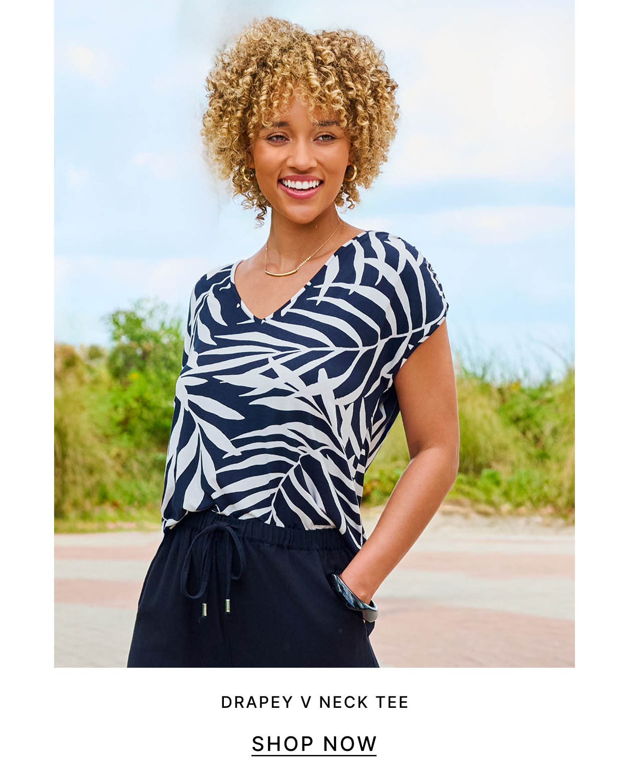 Drapey V Neck Tee