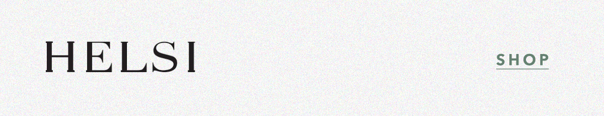 Textured white background featuring the brand logo HELSI with an underlined "SHOP" call-to-action link.