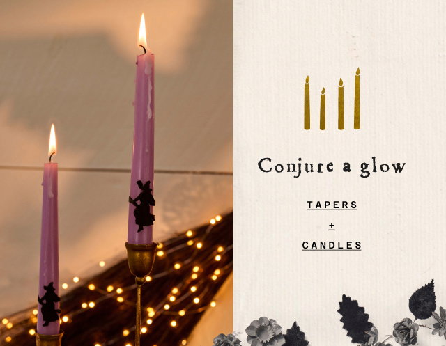 conjure a glow. tapers and candles.