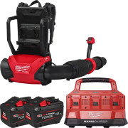 Milwaukee M18  F2BPB-124 18V FUEL Brushless Dual-Battery Backpack Blower, 4x 12Ah Forge Batteries & PACKOUT Charger