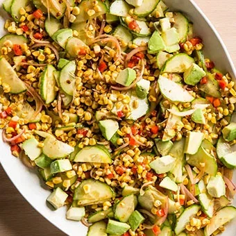 Corn and Cucumber Salad with Red Bell Pepper and Cilantro