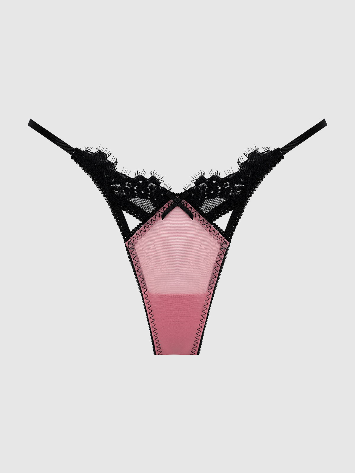 Esme Pleated Chiffon & Lace Thong