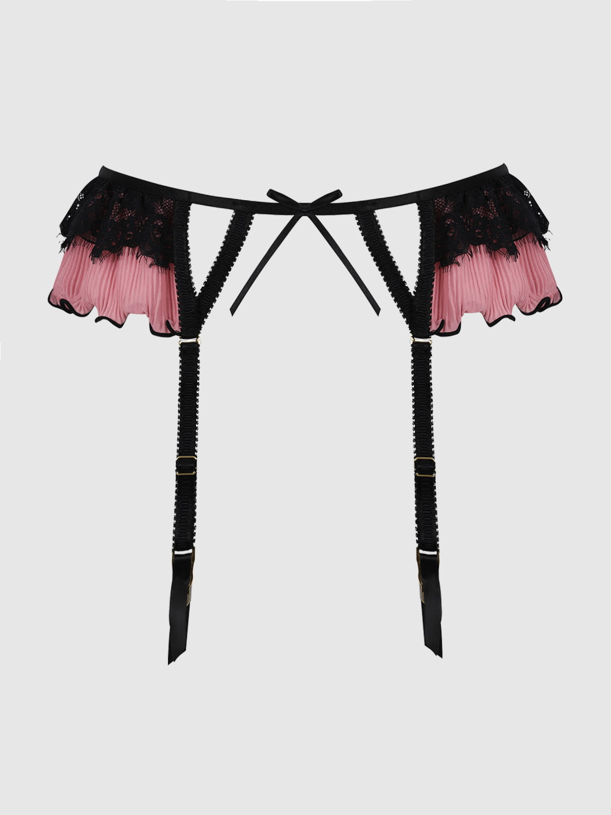 Esme Lace & Pleated Chiffon Garter Belt