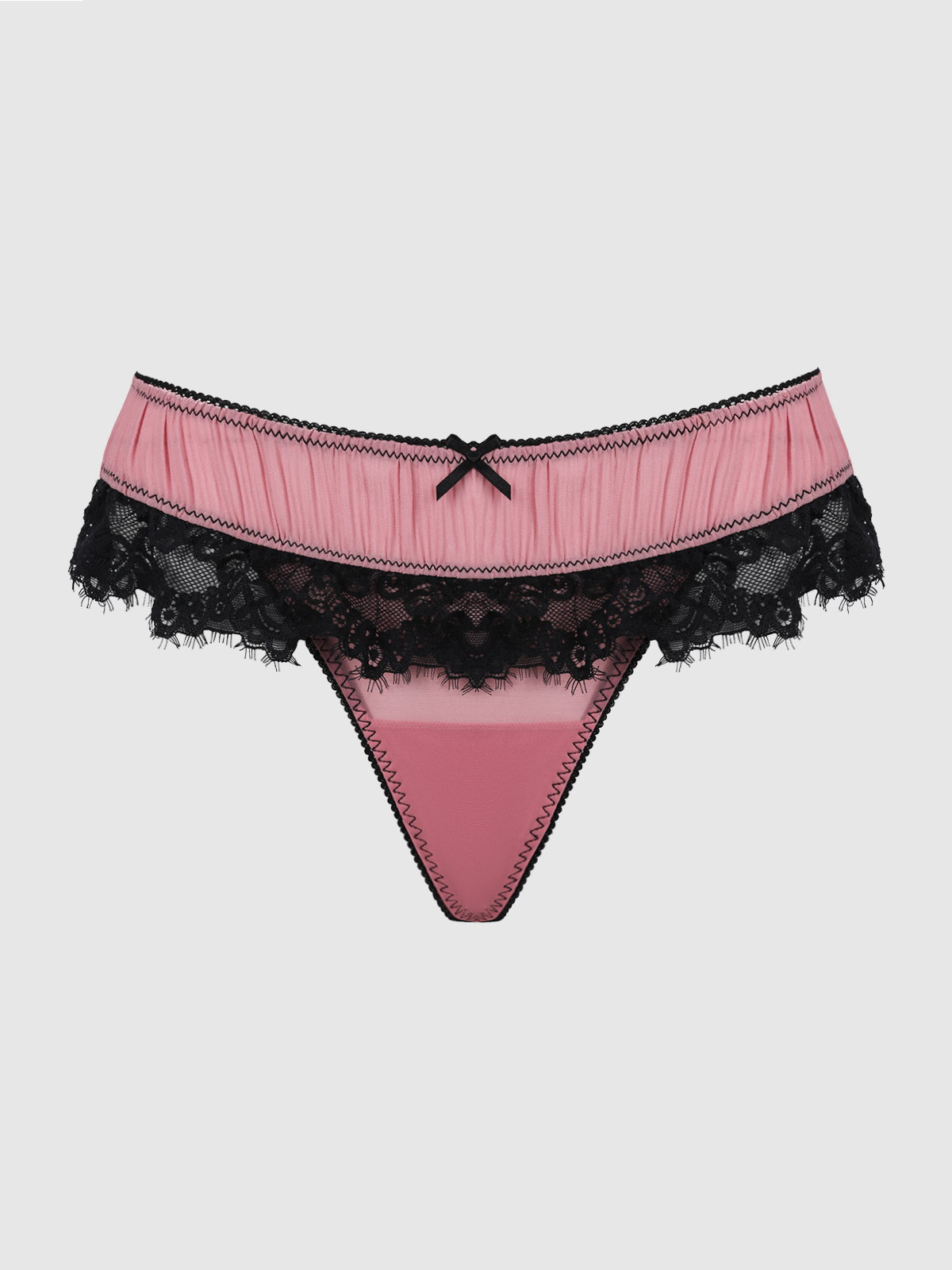 Esme Pleated Chiffon & Lace Backless Panty