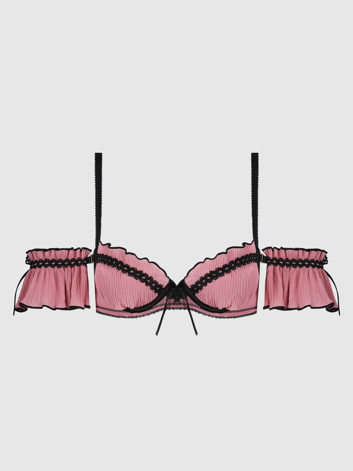Esme Pleated Chiffon & Lace Drop Shoulder Bra