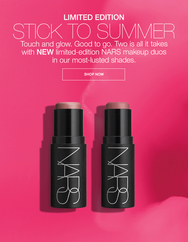 Touch and glow. Good to go. Two is all it takes with NEW limited-edition NARS makeup duos in our most-lusted shades..