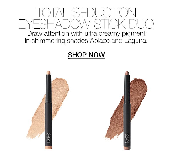 Slot 4: Draw attention with ultra creamy pigment in Total Seduction Eyeshadow Stick Duo’s shimmering shades Ablaze and Laguna.