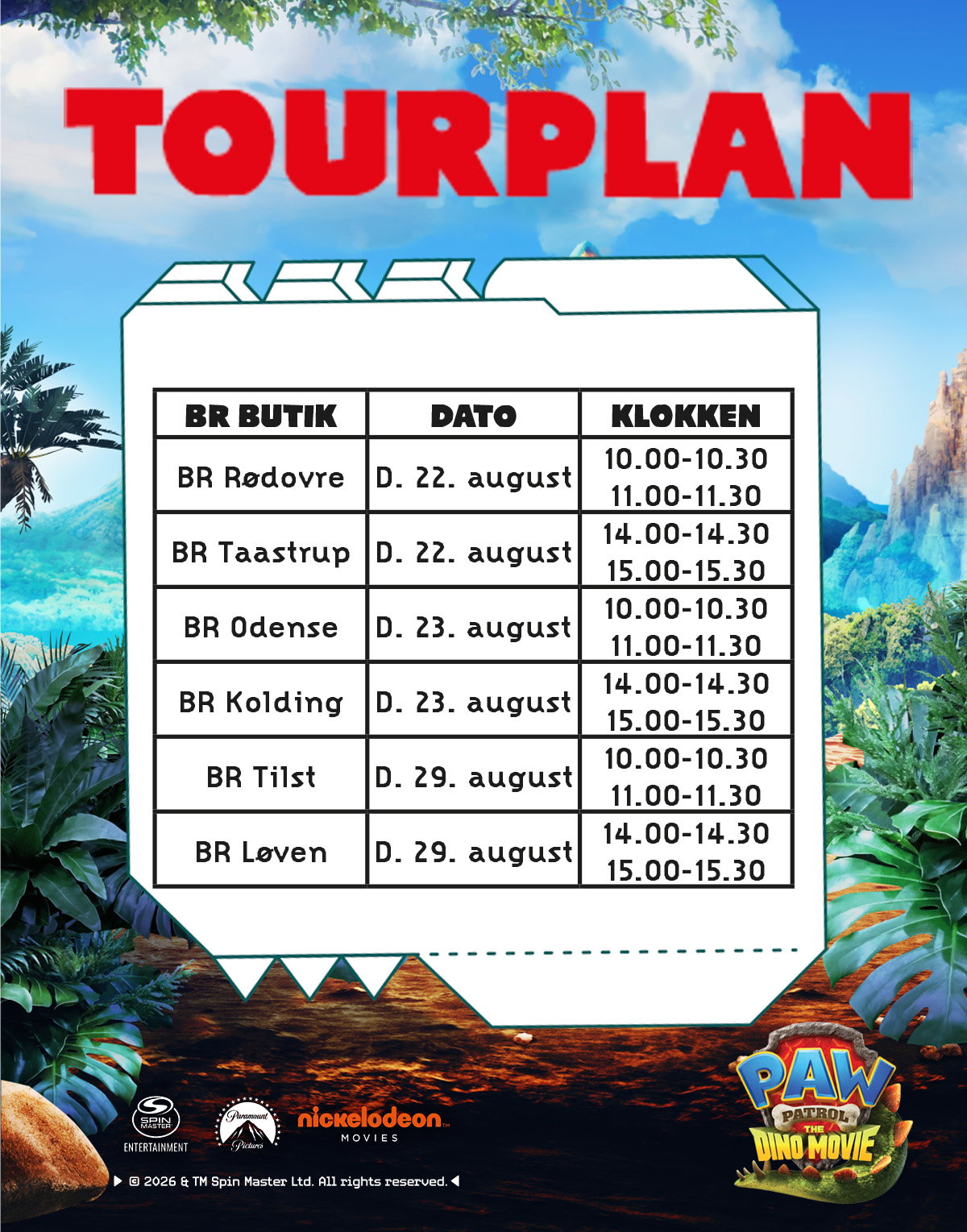 Paw Patrol tourplan