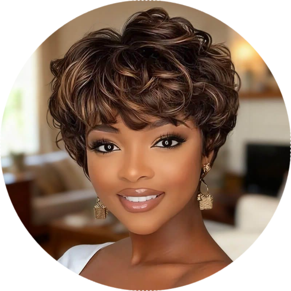 Wear And Go Wigs Pixie Cut Curly Wigs No Lace Machine Made Wig Human Hair Wigs