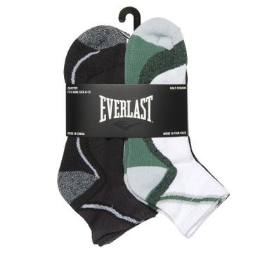 10 Or 20 Pairs EVERLAST Men's 1/2 Cushion Quarter Socks- Assorted Colors
