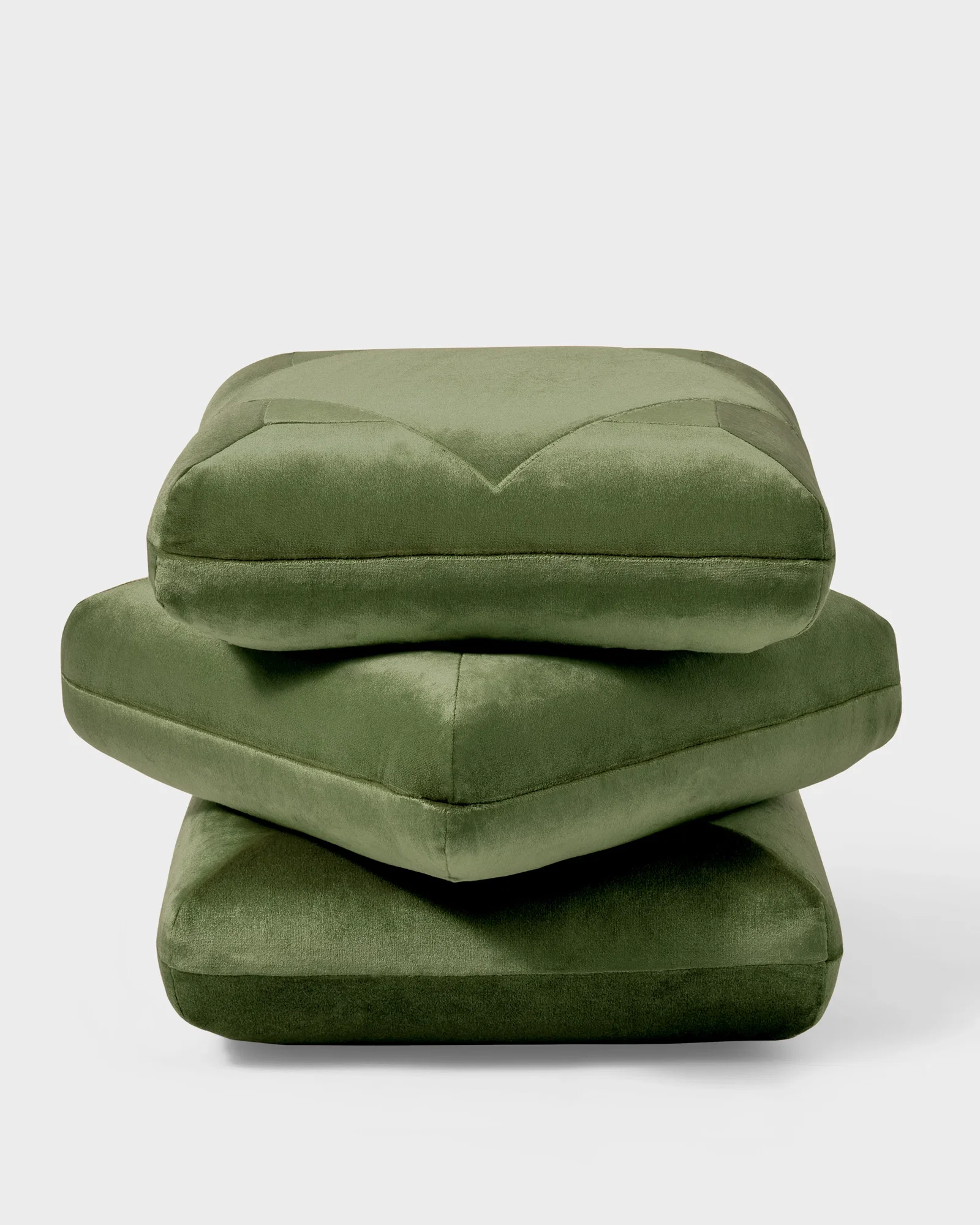 Image of Velvet Pouf, Forest Green
