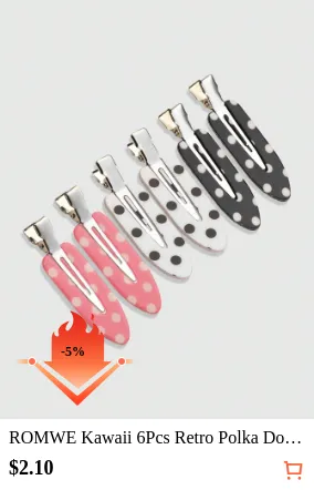 ROMWE Kawaii 6Pcs Retro Polka Dot...